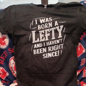 Graphic Tee "I Was Born A Lefty" Black Shirt